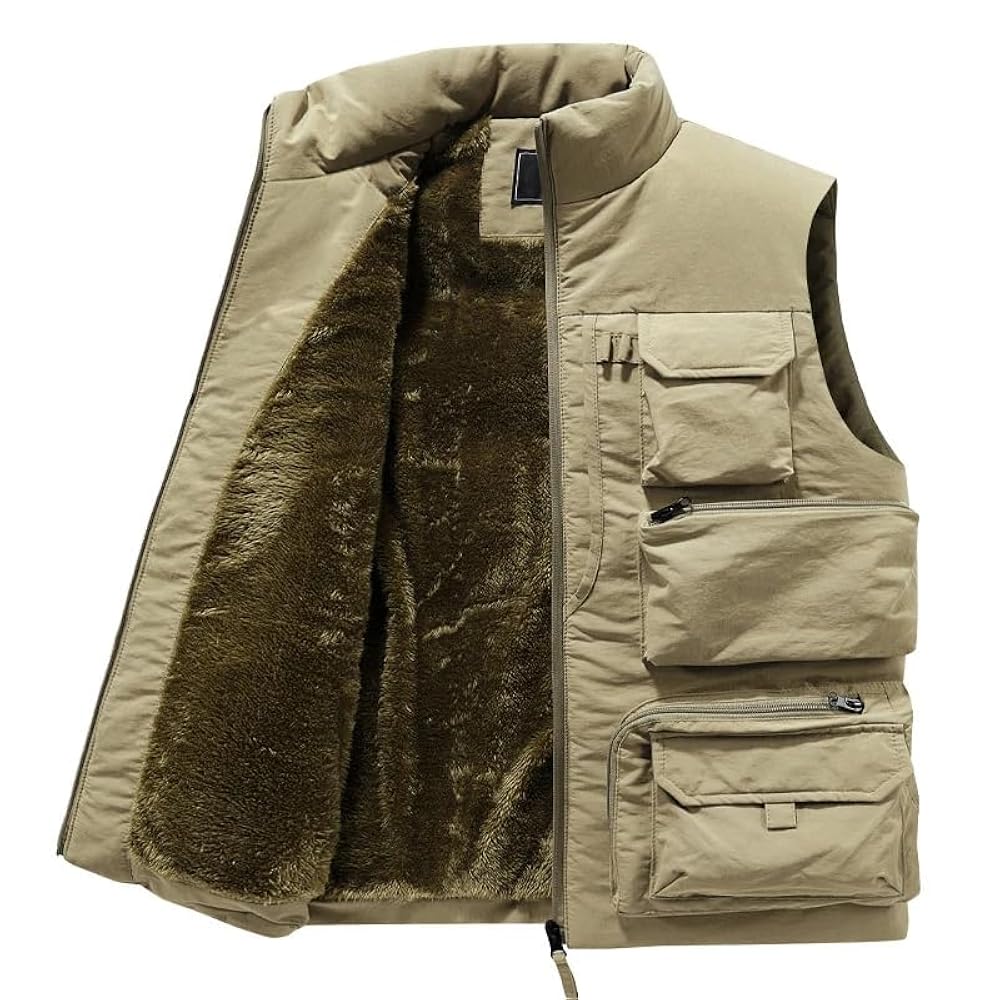 LIXINGHEITANG Men's Stand Collar Jacket Vest Casual Padded